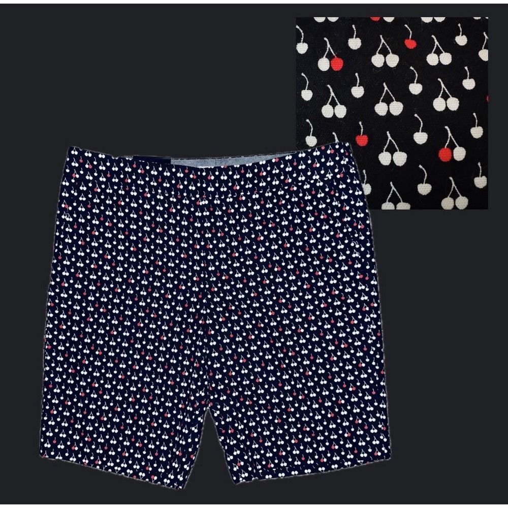 Banana Republic NWT Cherry Print Bermuda Shorts Size‎ 10 Hampton Fit Black 34W